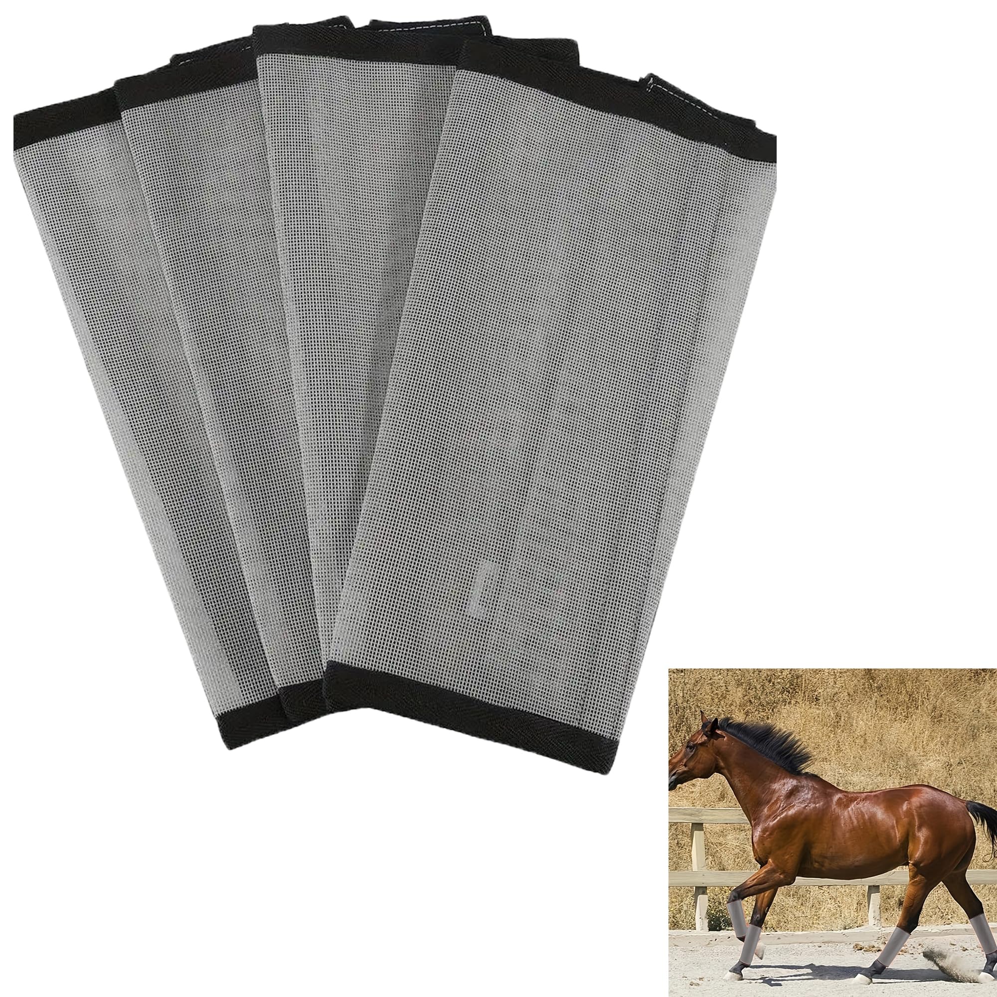 Ghette Antimosche Traspiranti per Cavalli - Confezione da 4, Stinchiere Cavallo Equitazione, Adatte a Proteggere Le Zampe dei Cavalli da Fastidiose Mosche, Zanzare e Altri Insetti Nocivi