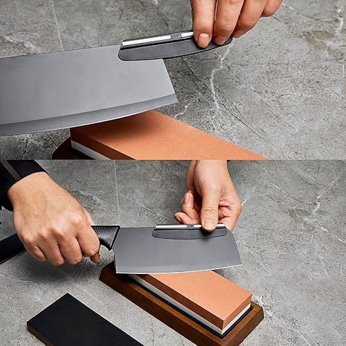 Miniatura 4 de Jeereal Kit de afilado de cuchillos piedra de afilar de grano dual 240800 afilador de cuchillos Strop-Wasabi de cuero sólido con base de madera