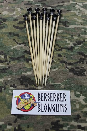 Berserker Blowguns 10 .40 Cal 5" Bamboo de madera de palanca de dardos con conos negros