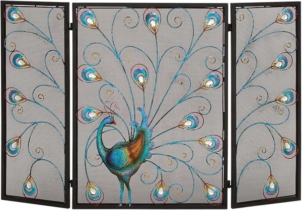 Deco 79 55275 Eldstadsskärm med holografiska detaljer