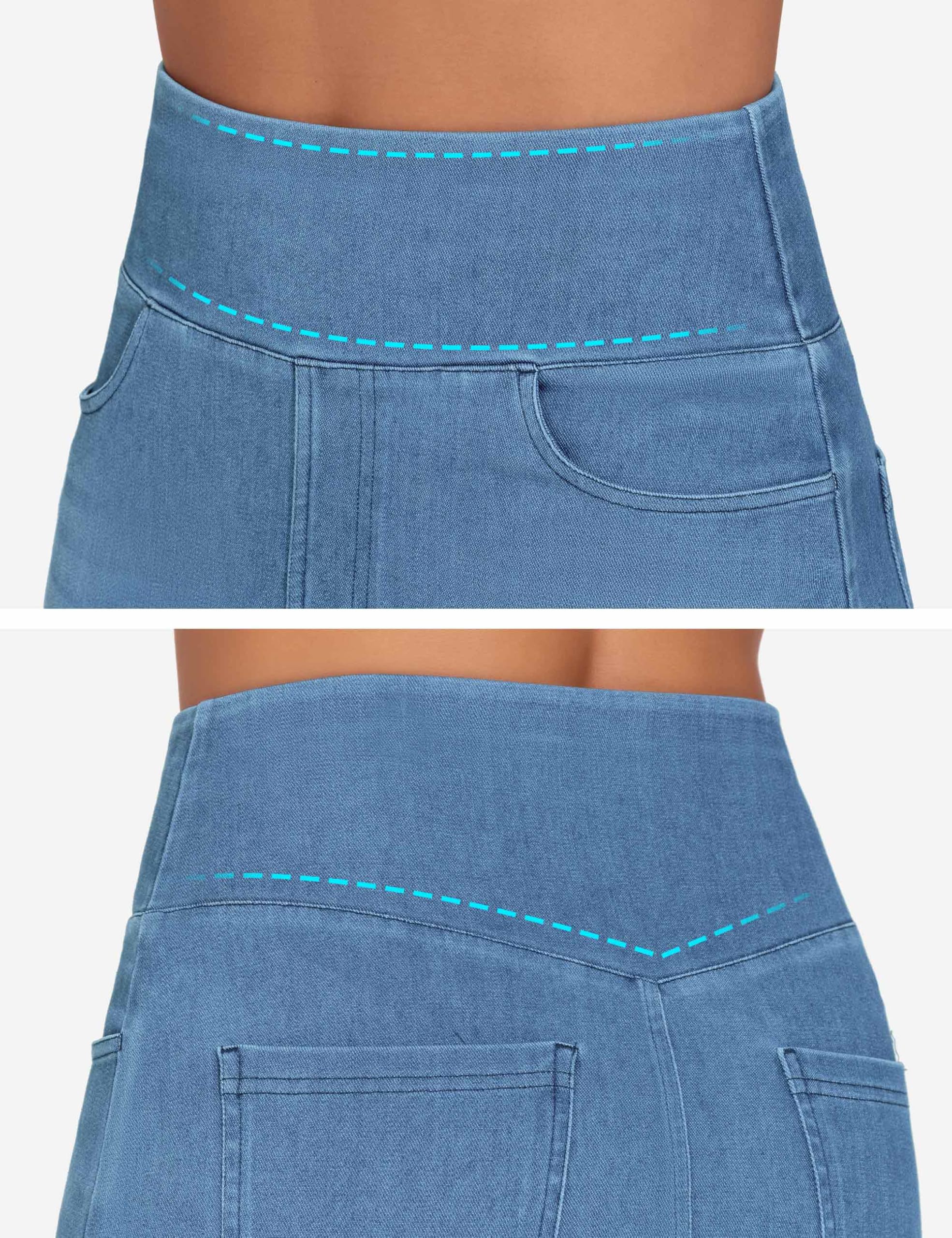 THE GYM PEOPLE Gonna da donna in jeans elasticizzata a vita alta, con spacco frontale, gonna midi in denim con tasche