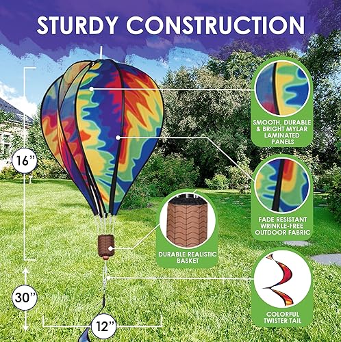 Miniatura 3 de Premier diseños 16en Globo de aire caliente Tie Dye Wind Spinner