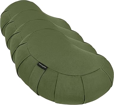 Retrospec Sedona Zafu Meditation Cushion with Buckwheat Hull Fill - Adjustable Yoga & Pilates Equipment Support - 17in Crescent Cotton Cover Pack of 4