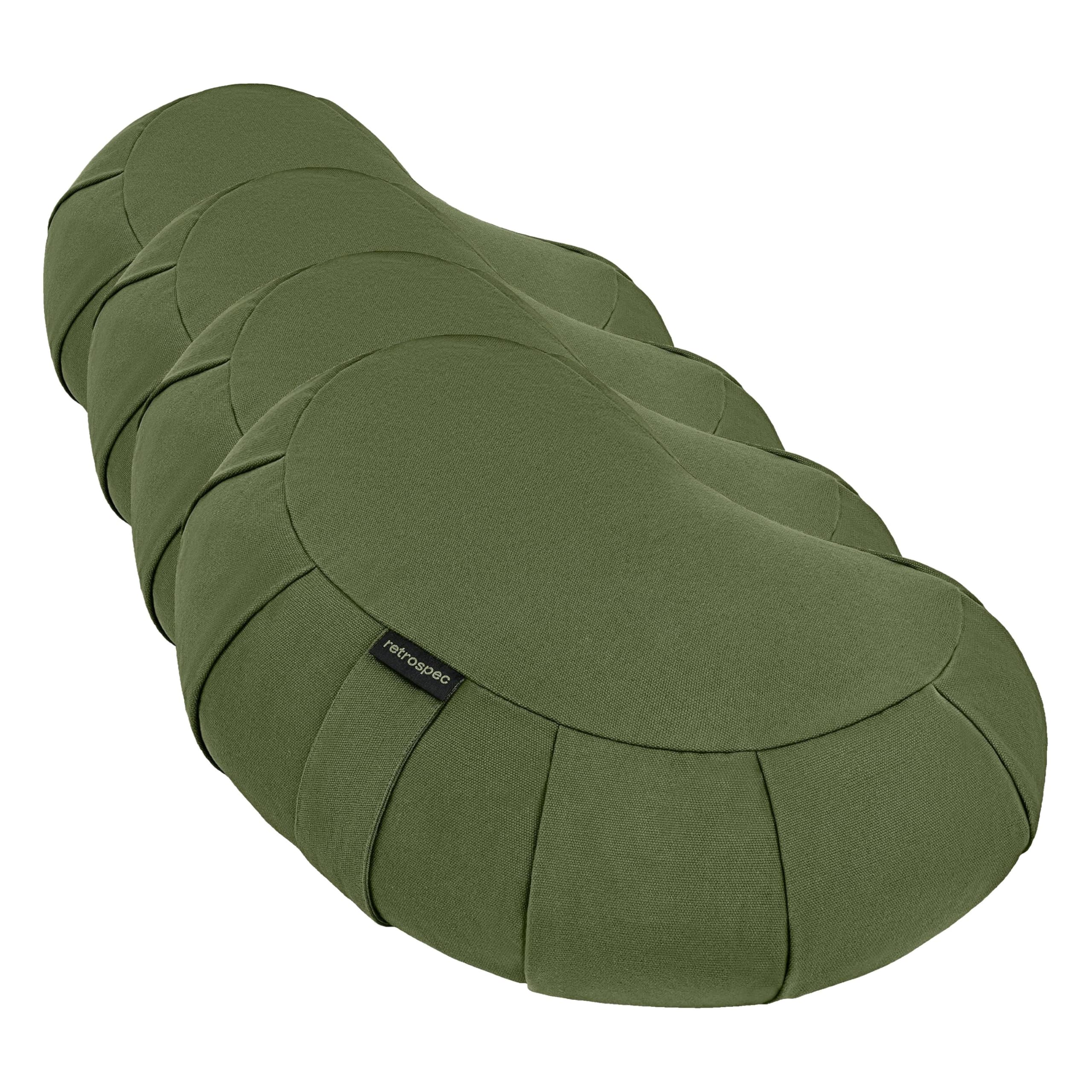 Retrospec Sedona Zafu Meditation Cushion with Buckwheat Hull Fill - Adjustable Yoga &amp; Pilates Equipment Support - 17in Crescent Cotton Cover (Pack of 4)