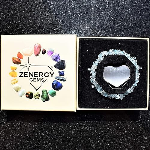 Miniatura 6 de Zenergy Gems - Pulsera cargada de energía con cuentas de cristales naturales de calidad premium + cristal de carga de selenita marroquí (incluido)