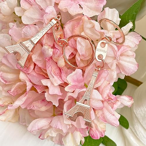 Vista 5 de Llavero de la Torre Eiffel de París, 12 piezas, recuerdos de fiesta de oro rosa, Oro Rosa