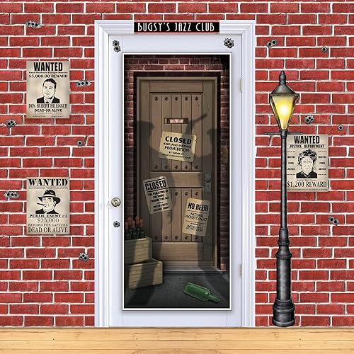 Miniatura 3 de Beistle 2 fundas de plástico para puerta de los años 20, decoraciones de pared del gran Gatsby de los años 20, suministros de fiesta temática, 30 x