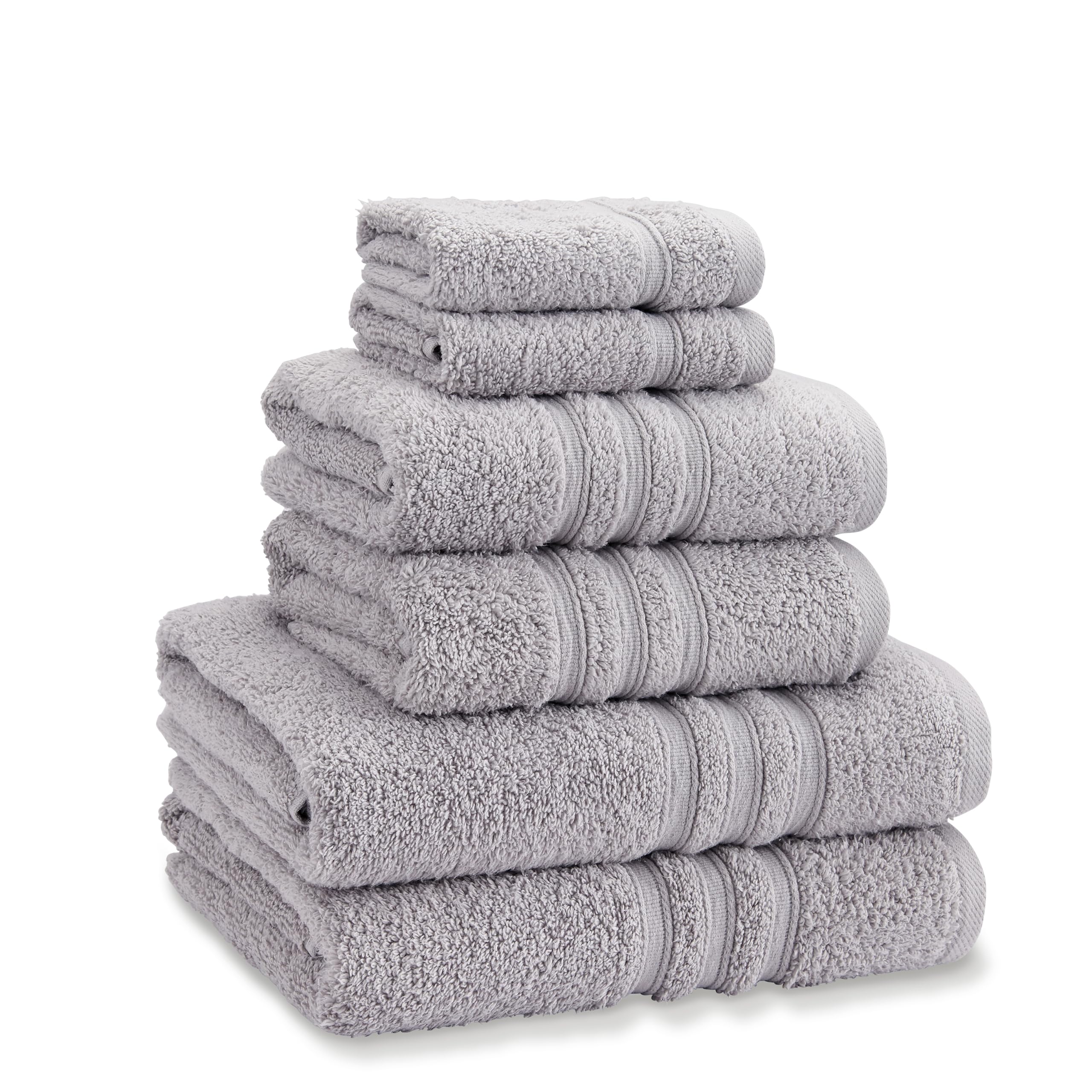 Catherine Lansfield Unisex Silver Zero Twist Cotton 6 Piece Towel Bale In