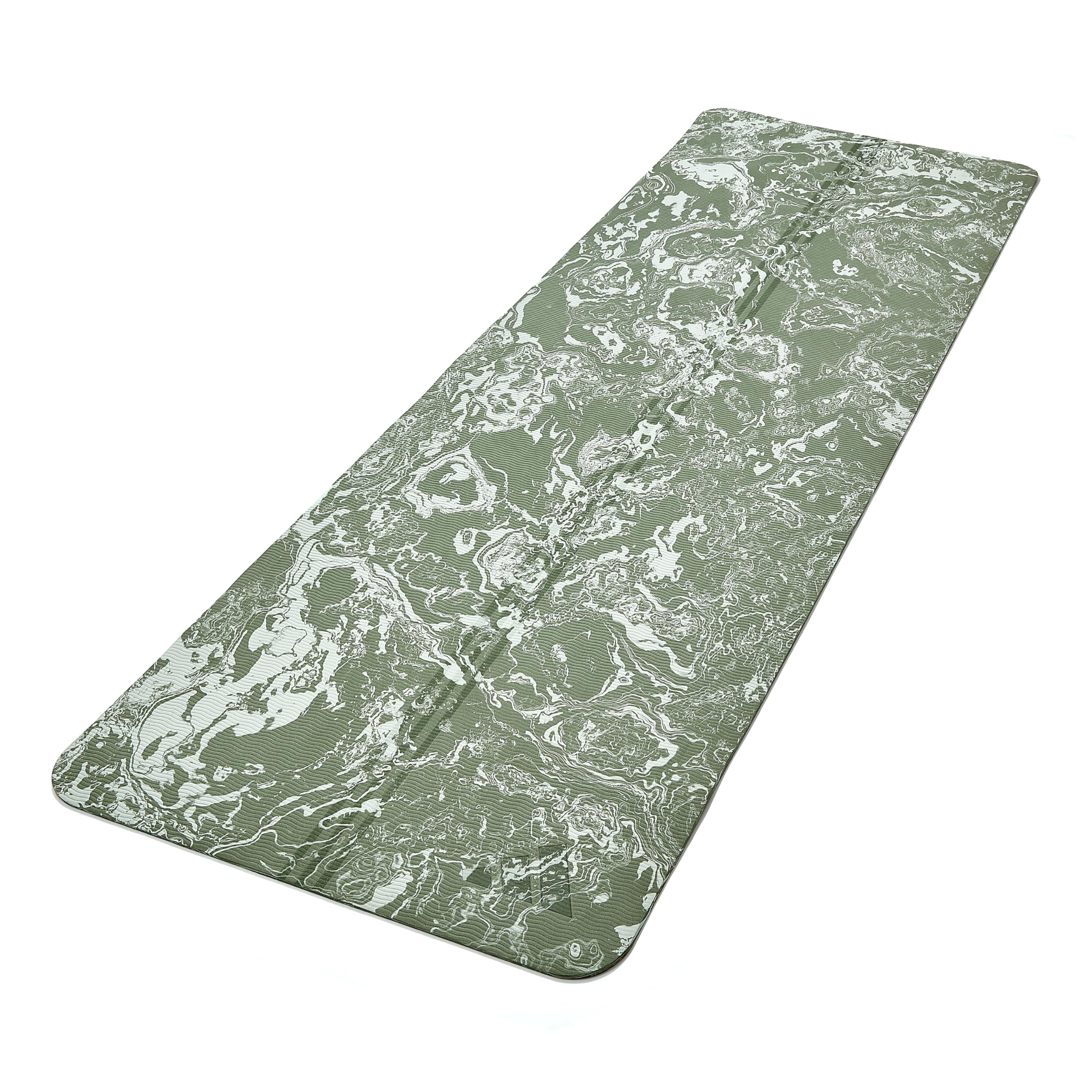Adidas Yogamatte 5 mm TPE/EVA - Rutschfest, Camo Linen Green | 176 x 61 cm, feste Dichte, geriffelte Oberfläche, gerippte Basis - inkl. gewebtem Trageseil
