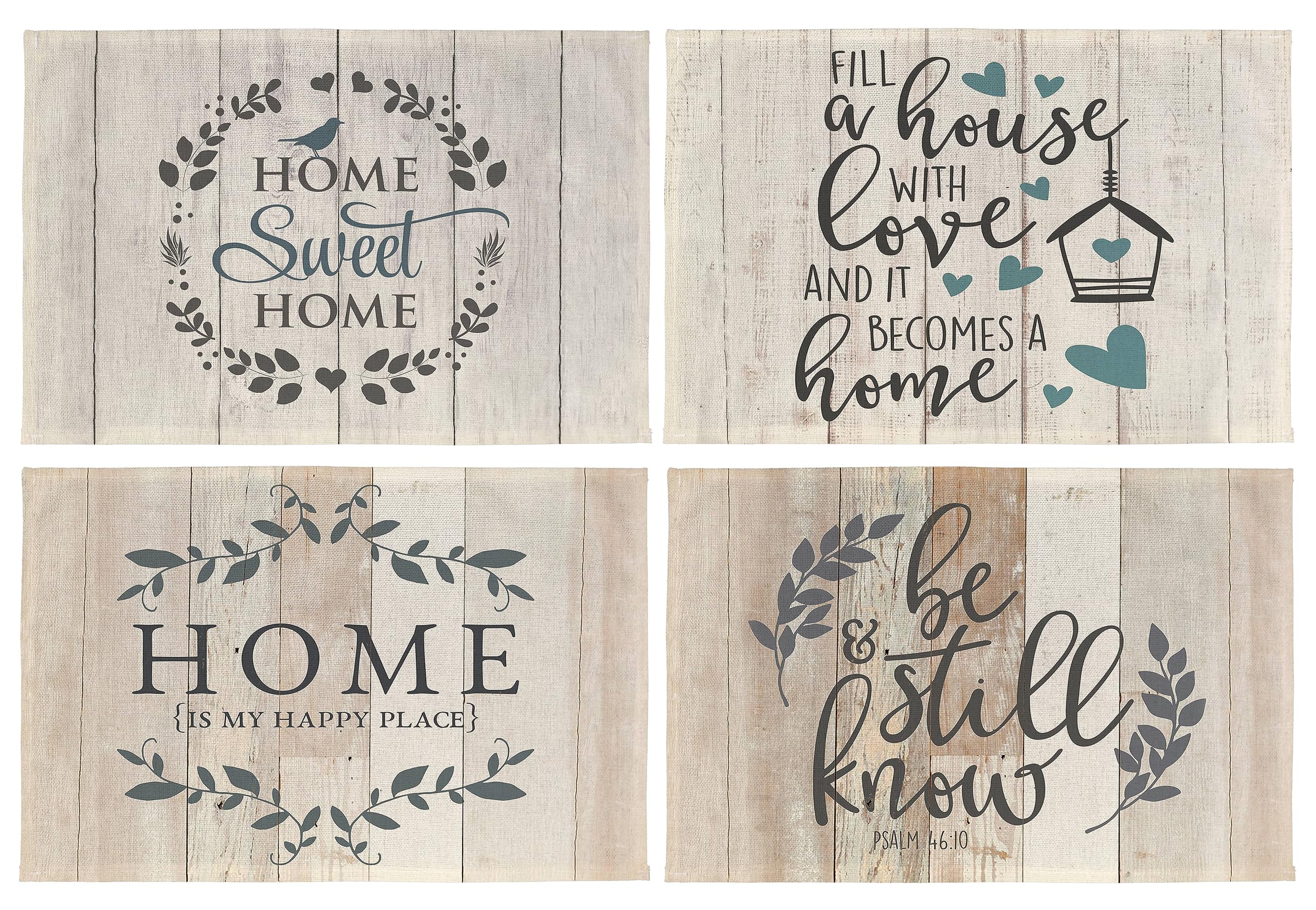 GICHUGIHome Sweet Home Placemats Set of 4,Rustic Home Table Mats Place Mats for for Kitchen Dining Table Decoration 12x18 Inch