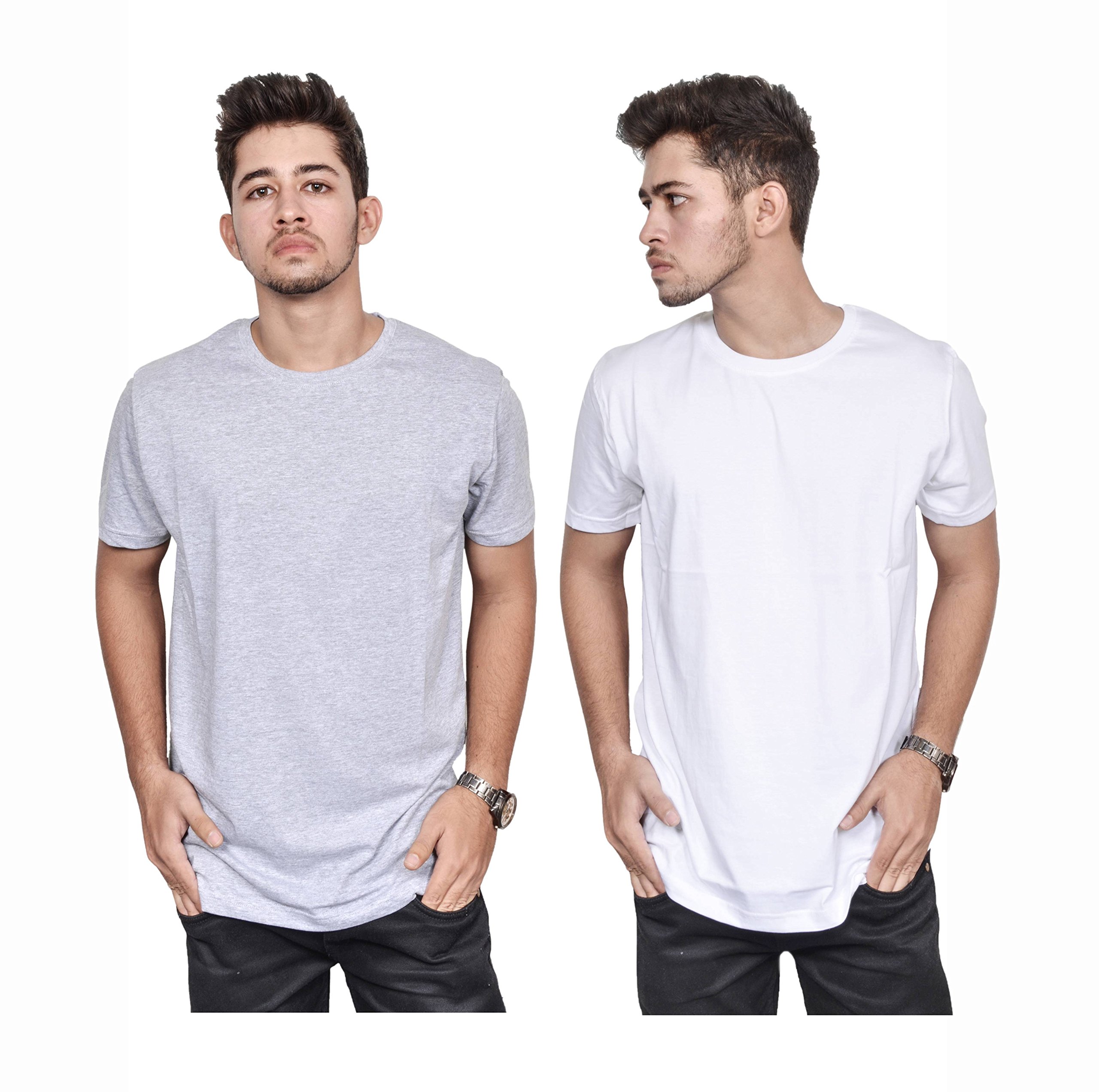 (B.O.A.T) Brand of Amazing TrendsWhite & Grey Basic Cotton Tshirts for Men Pack of 2 Small