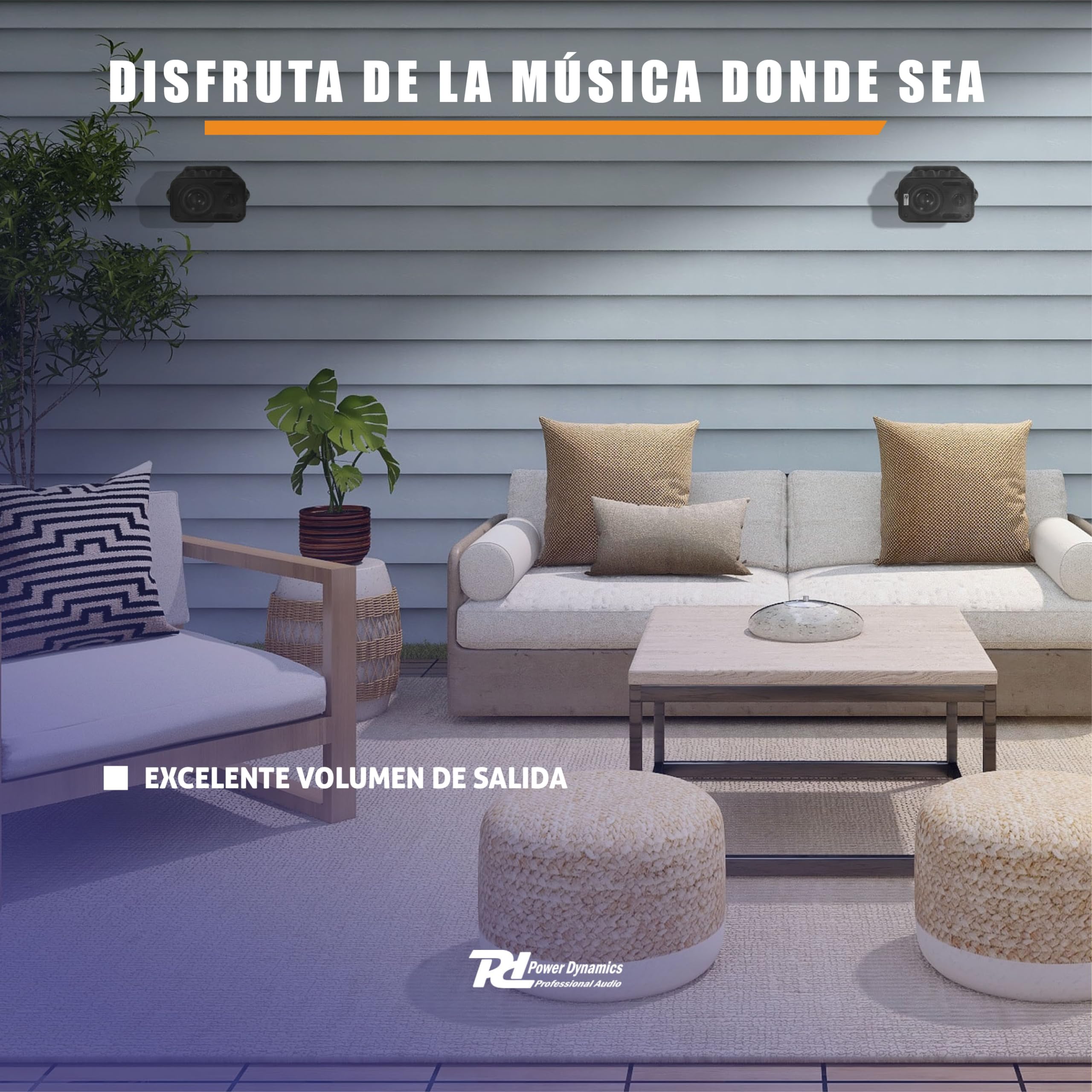 Power Dynamics BGO30 - Pareja de Altavoces de 2 vías 120W para Interior y Exterior, con Soporte de Montaje, Ideales para música en casa, jardín, Bares o terrazas, Resistente al Clima, Color Negro