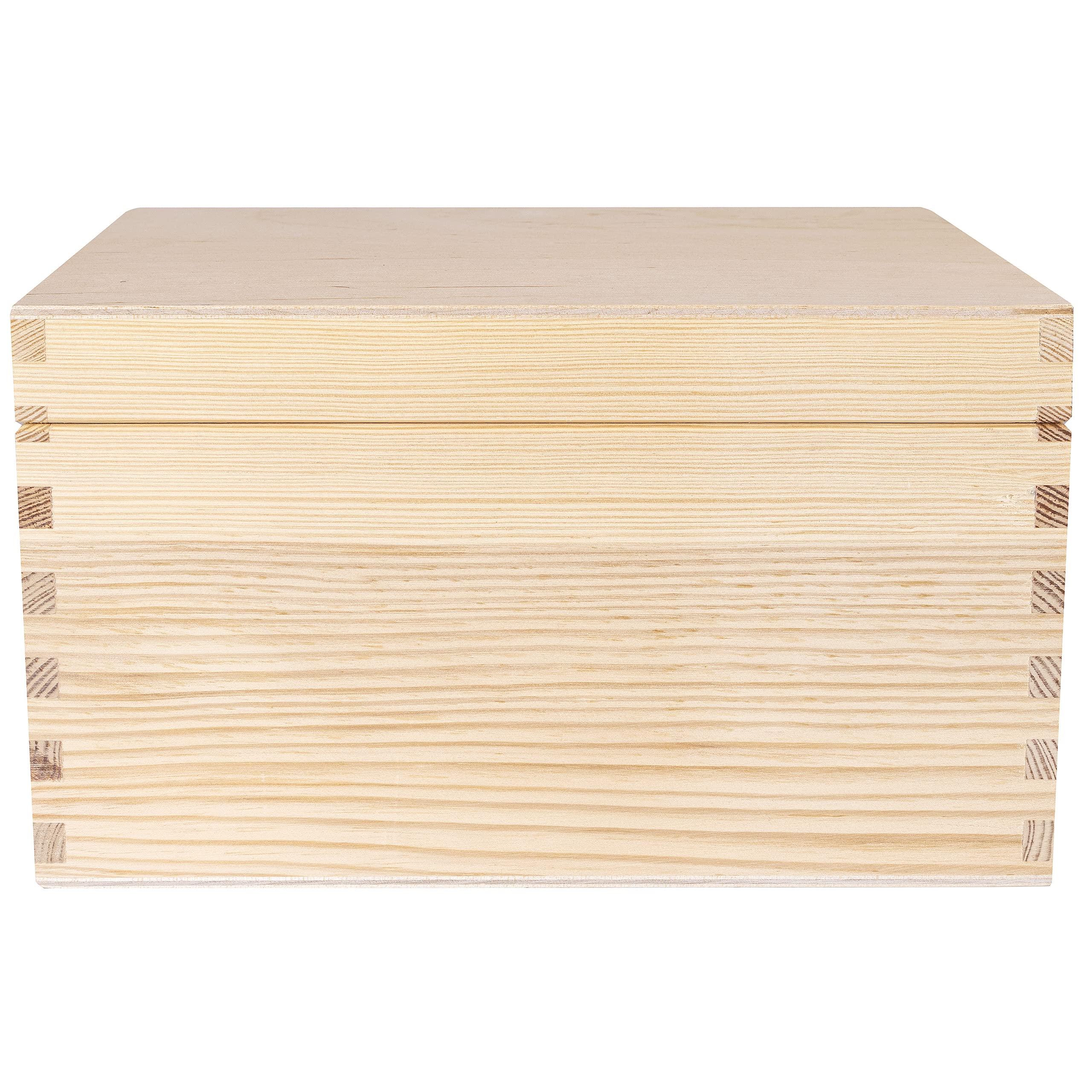 Creative Deco Boite Rangement en Bois pour CD et DVD | 16 x 24 x 14 cm | 3 Compartiments | avec Couvercle et Sans Poignées | Non-Peint et Non-Fini | Boîte Organiseur Bureau Coffre Malle Noël