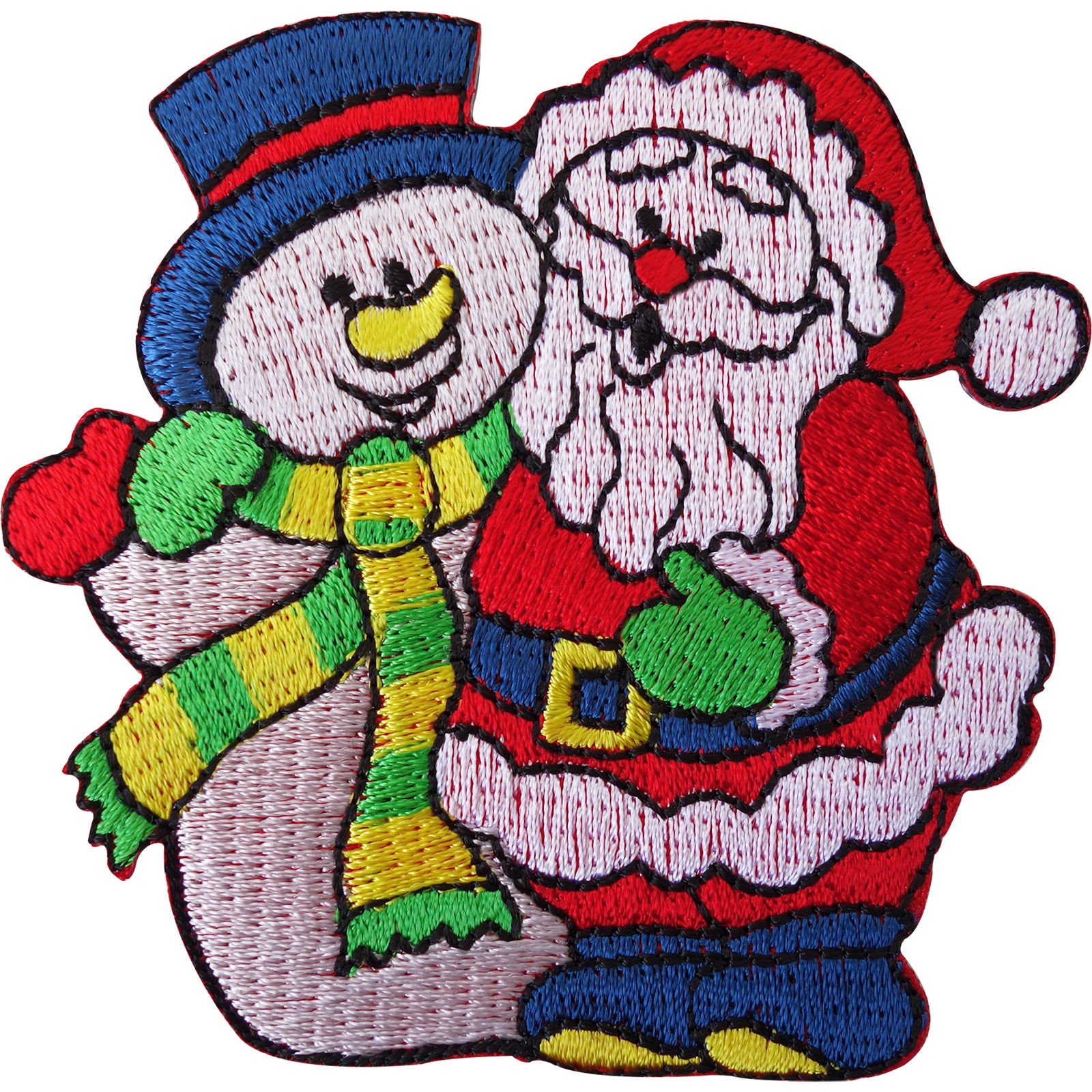 Ellu Multicolor Father Christmas Snowman Embroidered Iron/Sew On Patch Xmas Decoration Badge