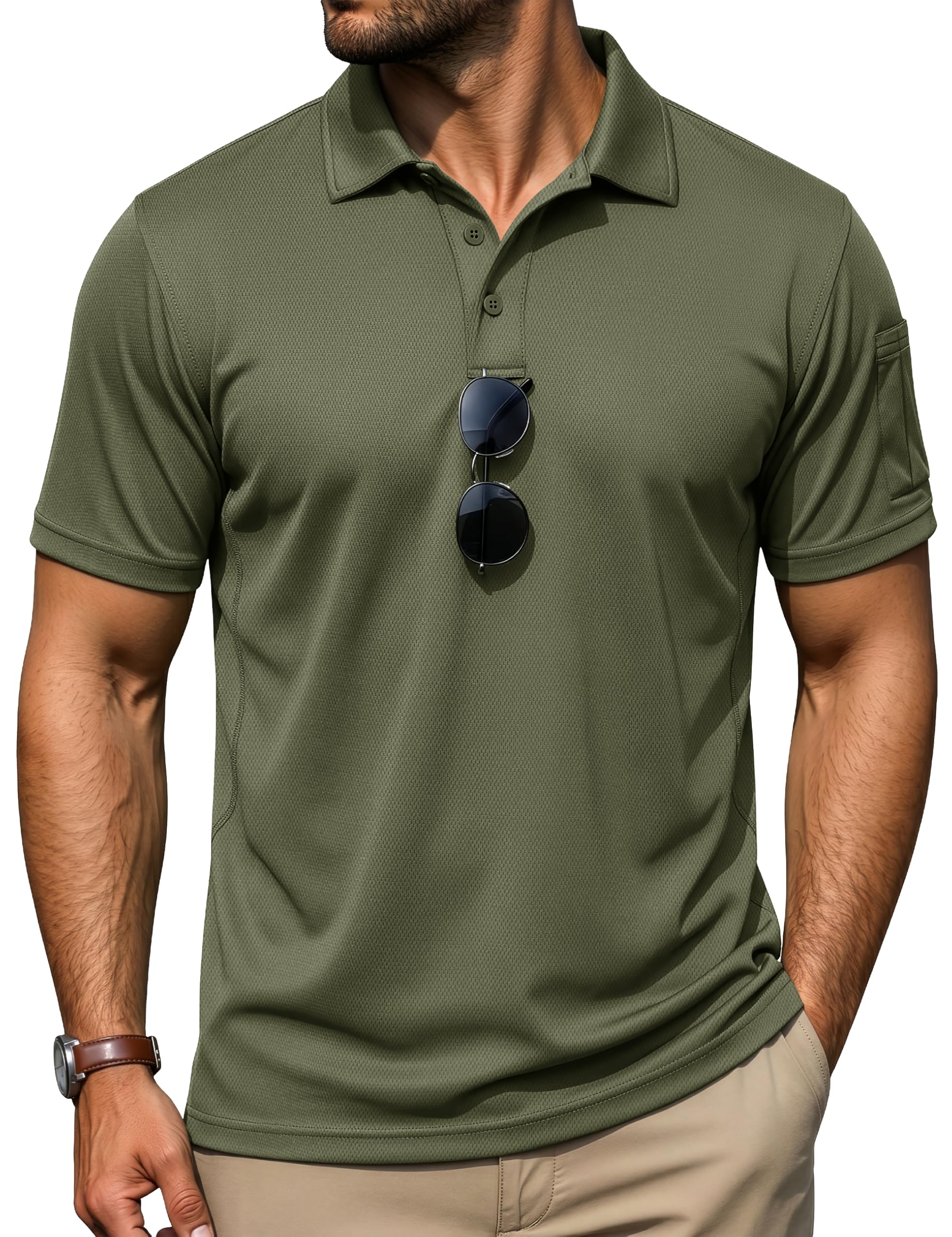 TACVASEN Poloshirt Herren Kurzarm Golf Polo Shirts Funktionsshirt Sommer Polohemd Atmungsaktive Sport Tshirts