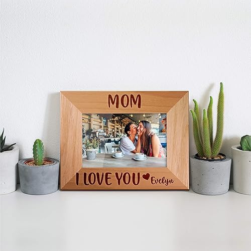 Miniatura 2 de Marco de fotos personalizado para regalos de mamá de hija e hijo, 4 x 6, 5 x 7, 8 x 10, mamá y yo, marco de fotos de madera de aliso personalizado