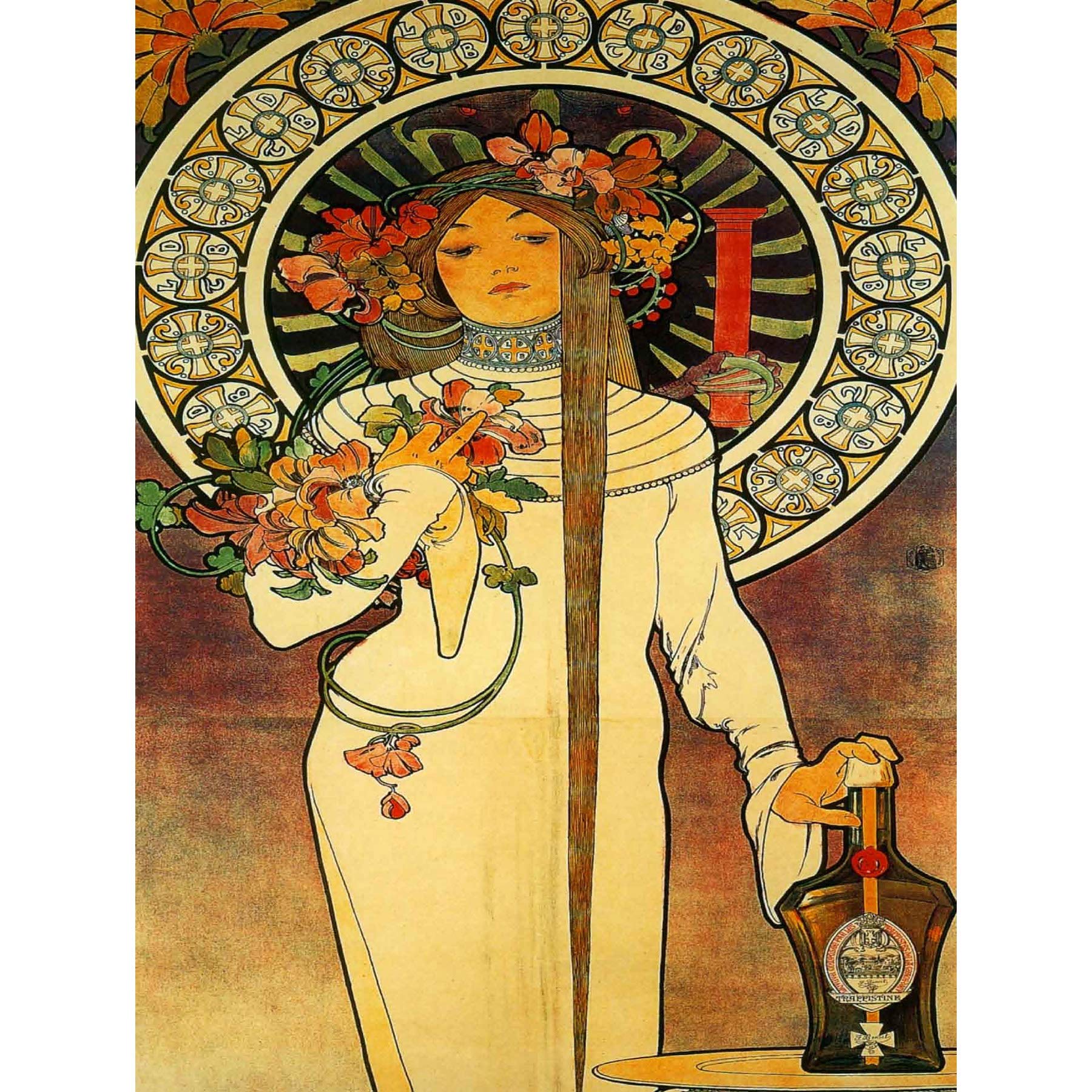 Wee Blue Coo Vintage Advert Nouveau Mucha Trappistine Liquor Poster Art Print Bb12967B