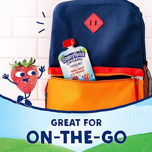 Miniatura 6 de Stonyfield Organic Bolsas de yogur de leche entera con fresa y remolacha para niños, 3.5 onzas, 4 quilates, frutas y verduras reales, adición para