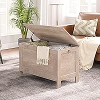 Vista 8 de HOOBRO Caja de juguetes, baúl de almacenamiento de aspecto de madera retro con bisagra de seguridad, banco de almacenamiento de entrada soporta 220