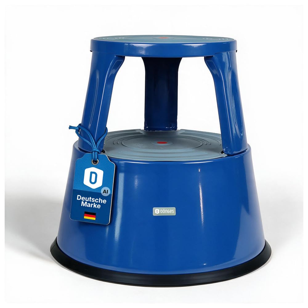 Dönges Sgabello a rotelle in metallo, 150 kg, certificazione TÜV GS, colore: blu