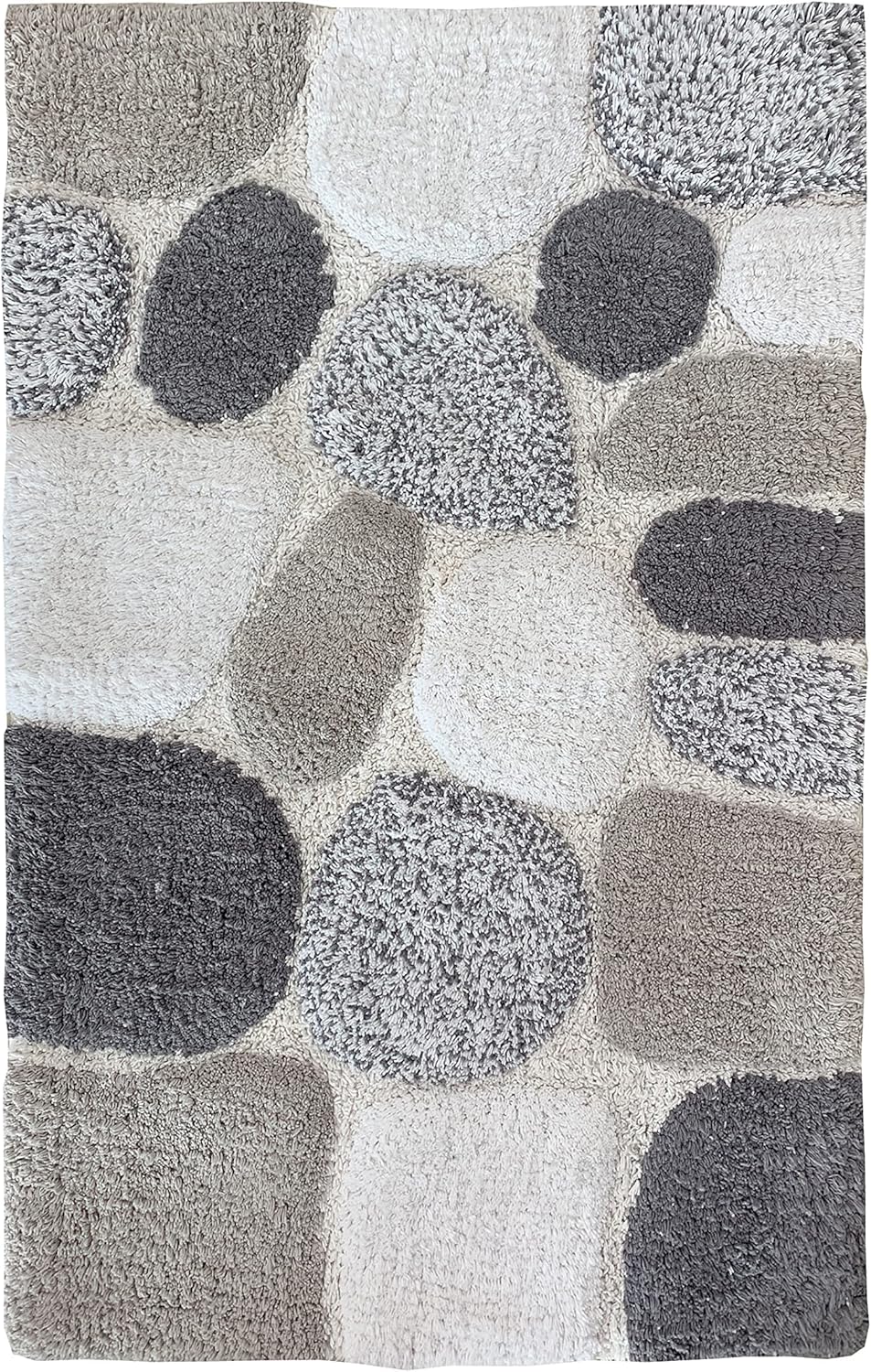 Pebble Stone Bath Rug Set of 2 Light Grey, 100 Cotton Non
