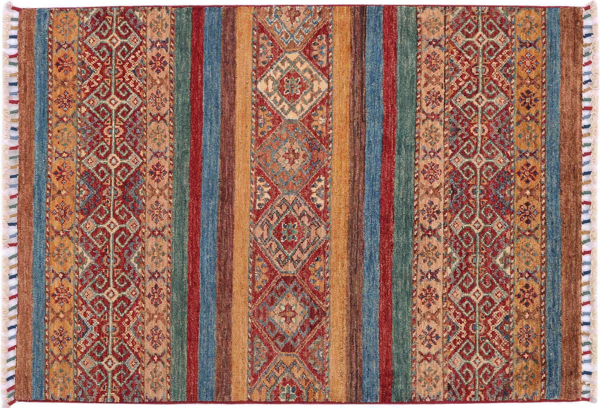Tapis tissé à la main orange Afghan Ziegler Khorjin tapis de couloir en laine 80x120