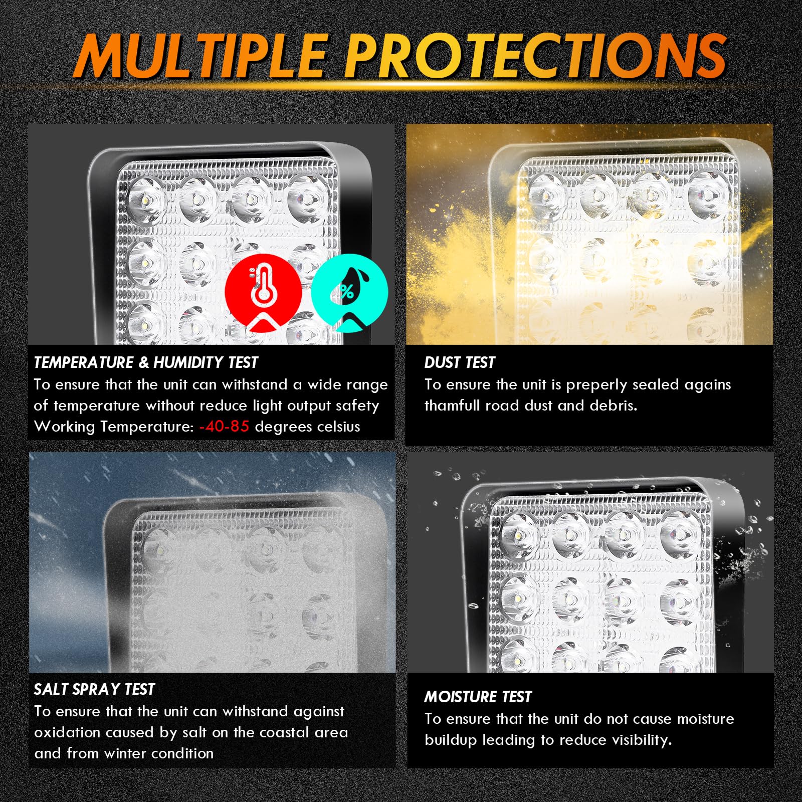CCLIFE CushHom reflektor roboczy LED, 12 V, 48 W, do samochodu, traktora, IP67, offroad, 6000 K, wodoszczelny, do SUV, UTV, ATV, ciężarówek, 2 sztuki, 13 x 11 x 2 cm