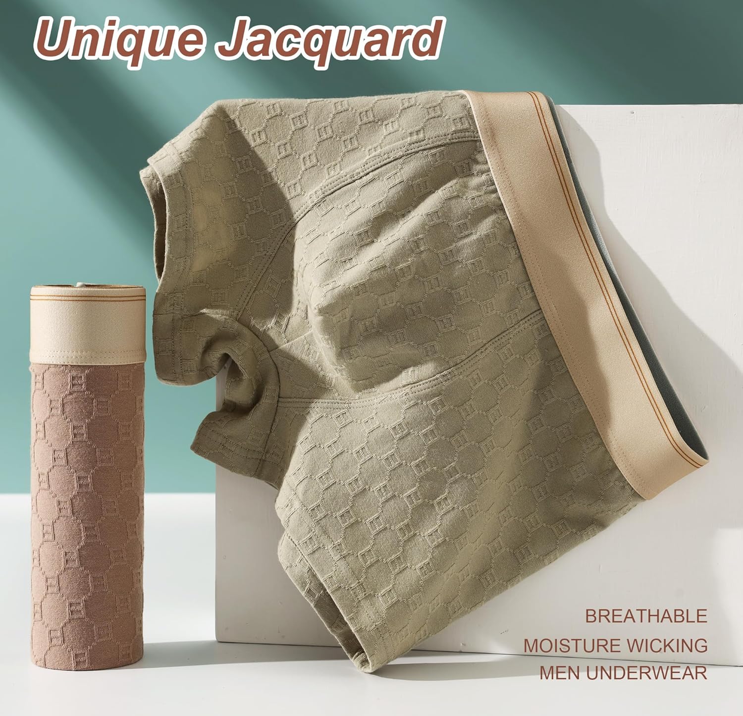 Men's Underwear Soft Jacquard Boxer Briefs Comfortable Underwear for Men - Image 5