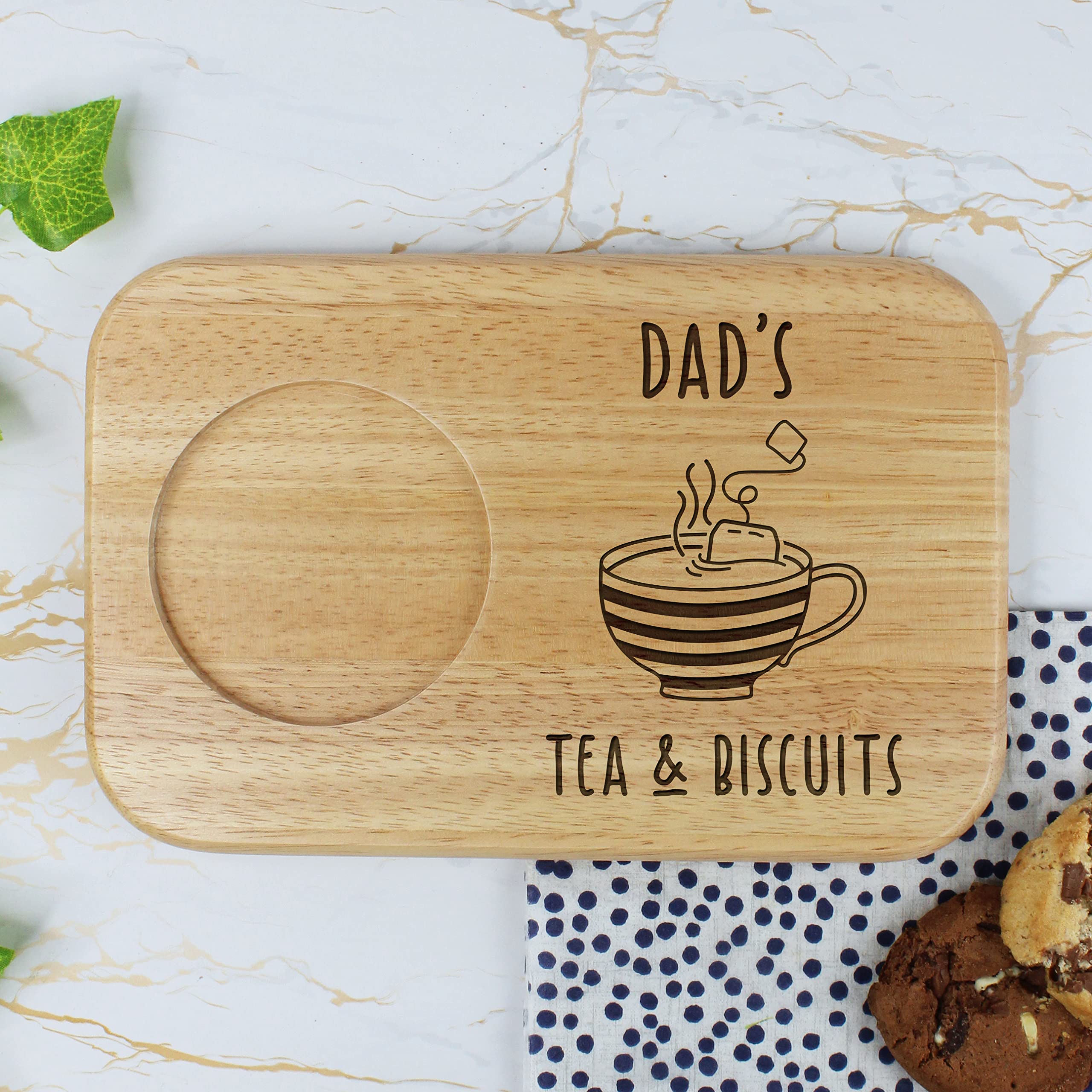Ebuygb Dad 'S Tea & Biscuits Board, Wooden Treat Board, Snack Tray, Father's Day, Birthday Gifts For