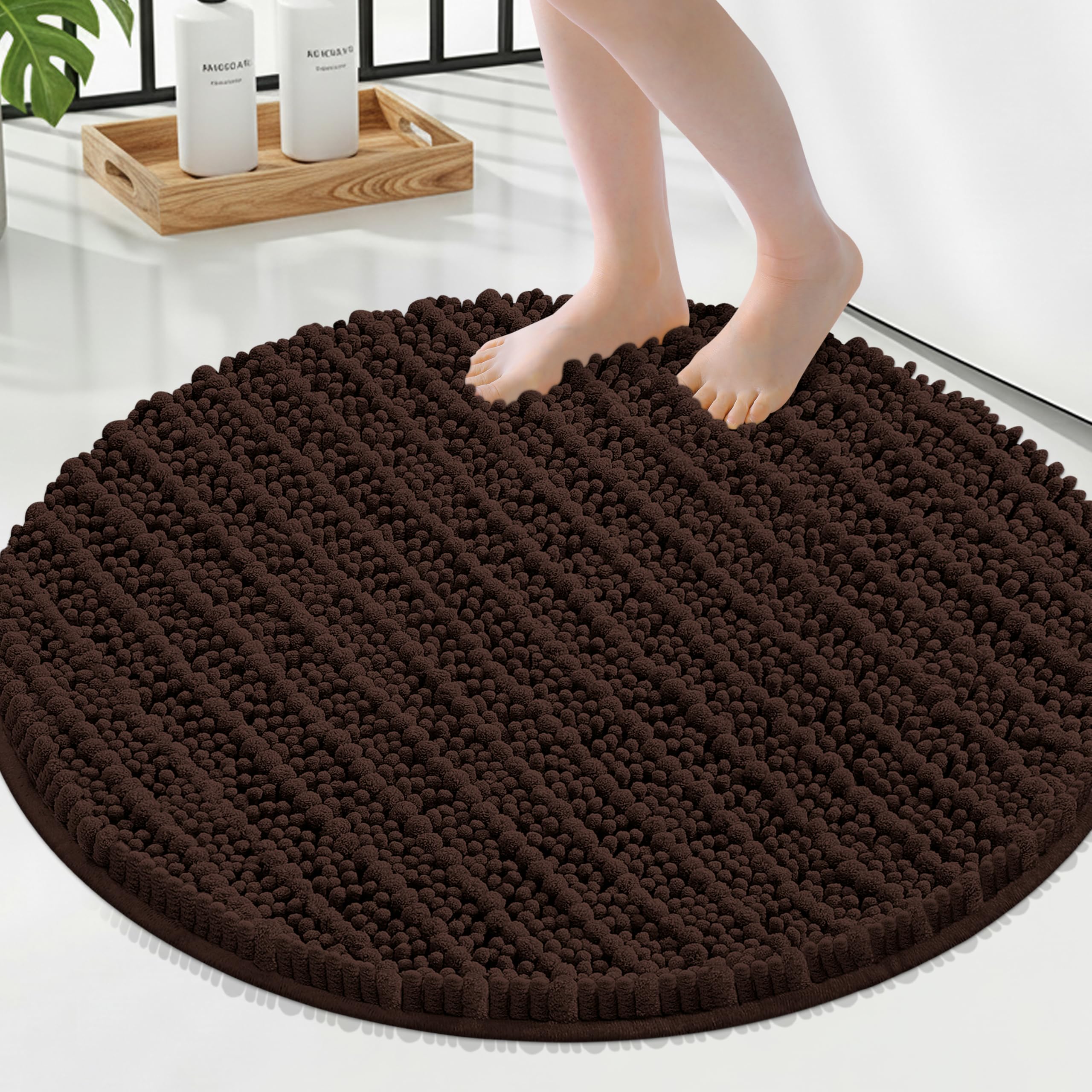 Smiry Bathroom Rugs Round 24X24, Extra Soft Rubber Backing Bath Mats