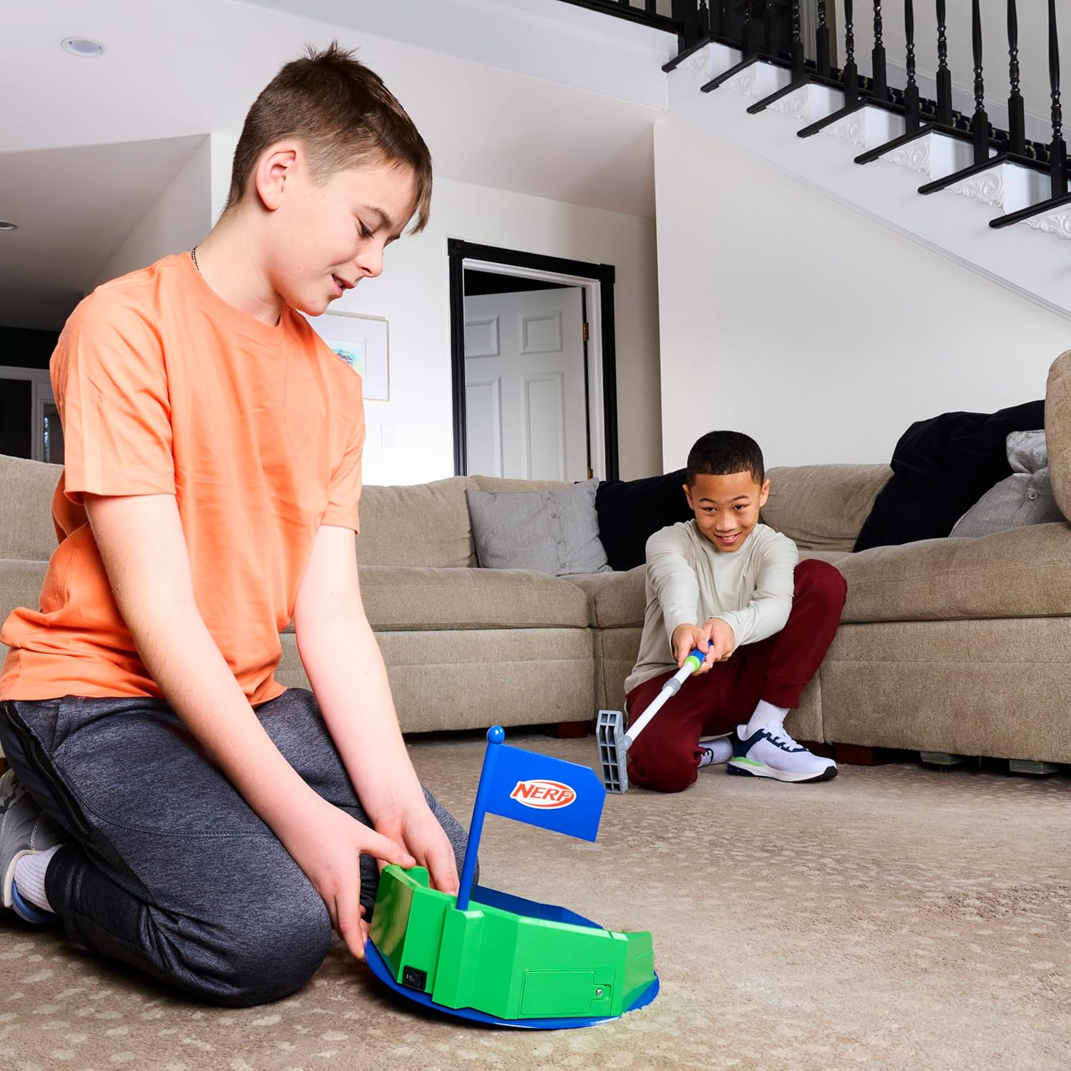 NERF Pivot Putt Golf Game - Automatically Fires Back the Golf Balls - 3 Modes of Play - Spin Mode for Challenge Play