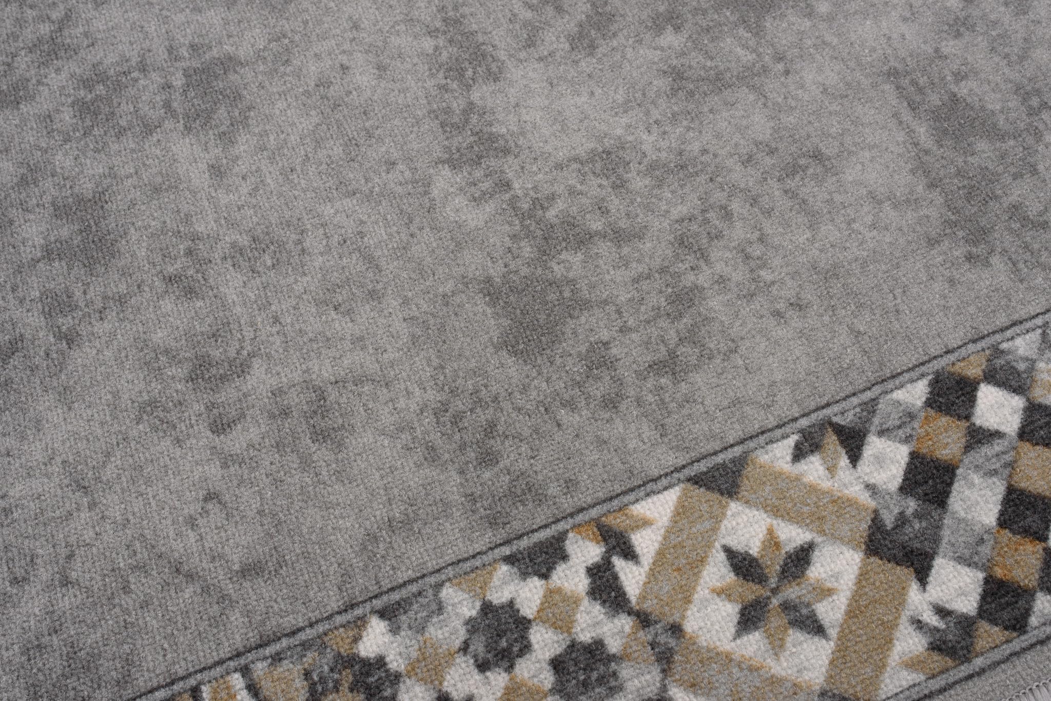 TAPISO Anti Rutsch Teppich Läufer Grau Schwarz Beige rutschfest Marokkanisch Mosaik Muster Flur Küche Wohnzimmer Korridor ÖKO-TEX 80 x 400 cm