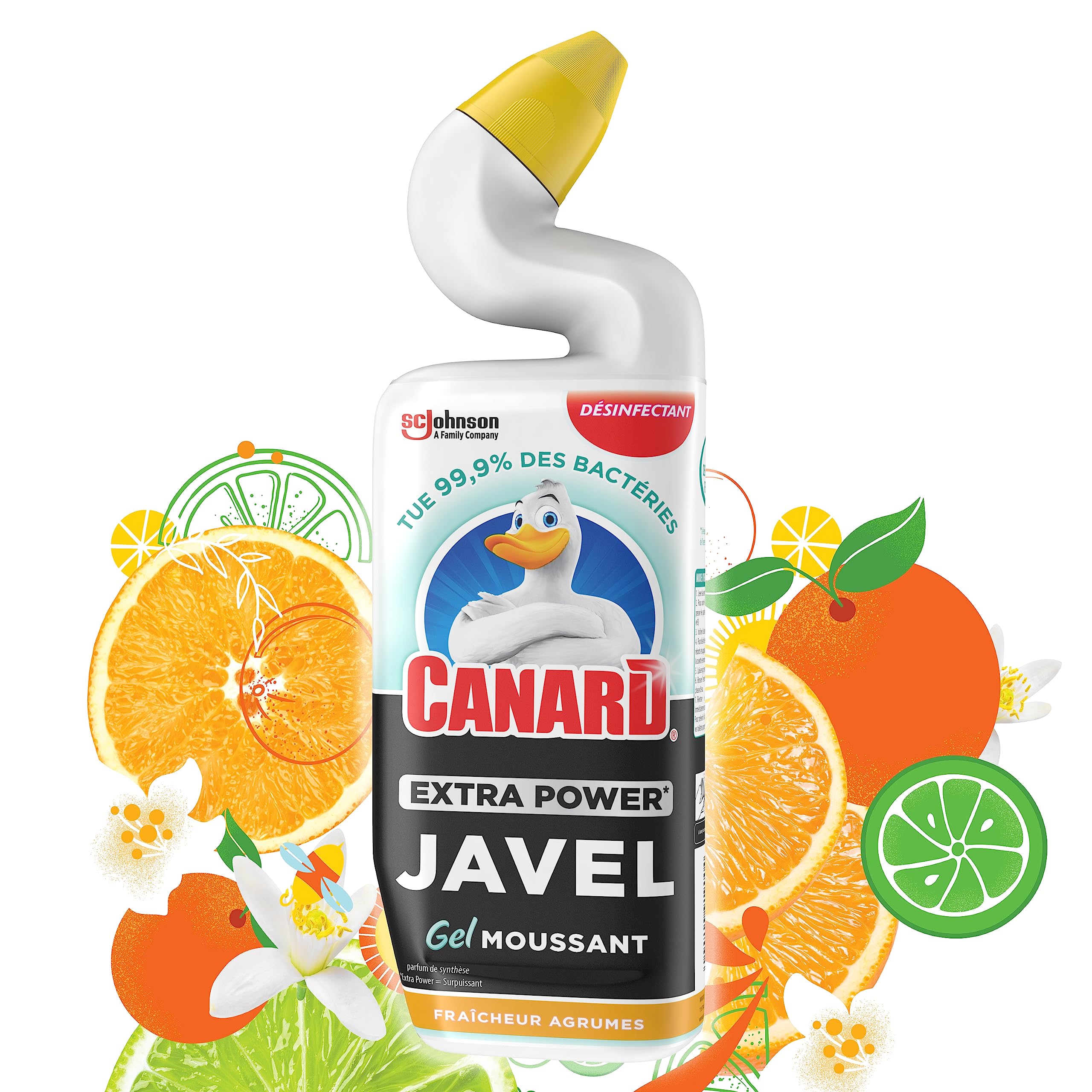 CANARD GEL EXTRA POWER JAVEL MOUSSANT AGRUMES 50% PLASTIQUE RECYCLE