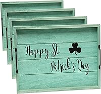 Vista 24 de Elegant Designs HG2000-WWC 15.50" x 12" Bandeja de madera decorativa para servir con asas, lavado blanco Bienvenido