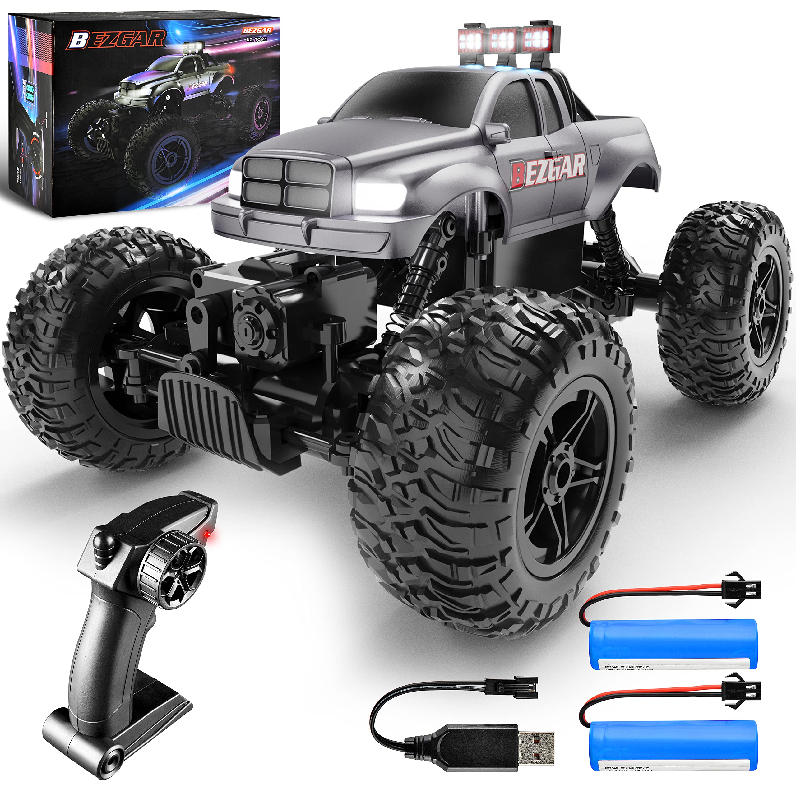 BEZGAR TC141 Toy Grade 114 Scale Remote Control Car, All Terrains