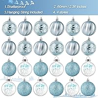 Vista 7 de Bolas de Navidad adornos para árbol de Navidad, pequeñas inastillables, decoración de árbol de Navidad, bolas azules, adorno de plástico, 2.36