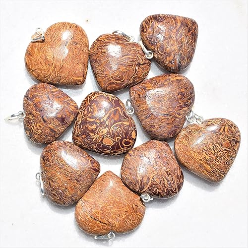 Miniatura 3 de Zenergy Gems - Collar con dije de corazón, piedras preciosas naturales del Himalaya en forma de corazón + cadena de plata de 20 + corazón de carga