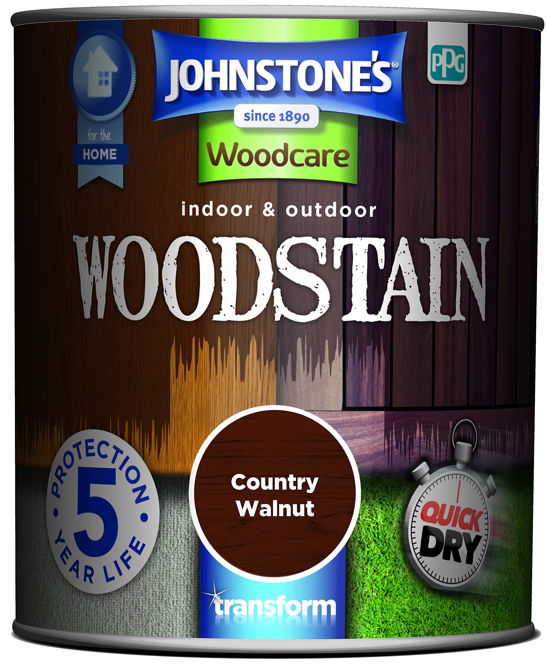 Johnstone's 309322 Woodcare Indoor and Outdoor Woodstain, Country Walnut, 750 ml