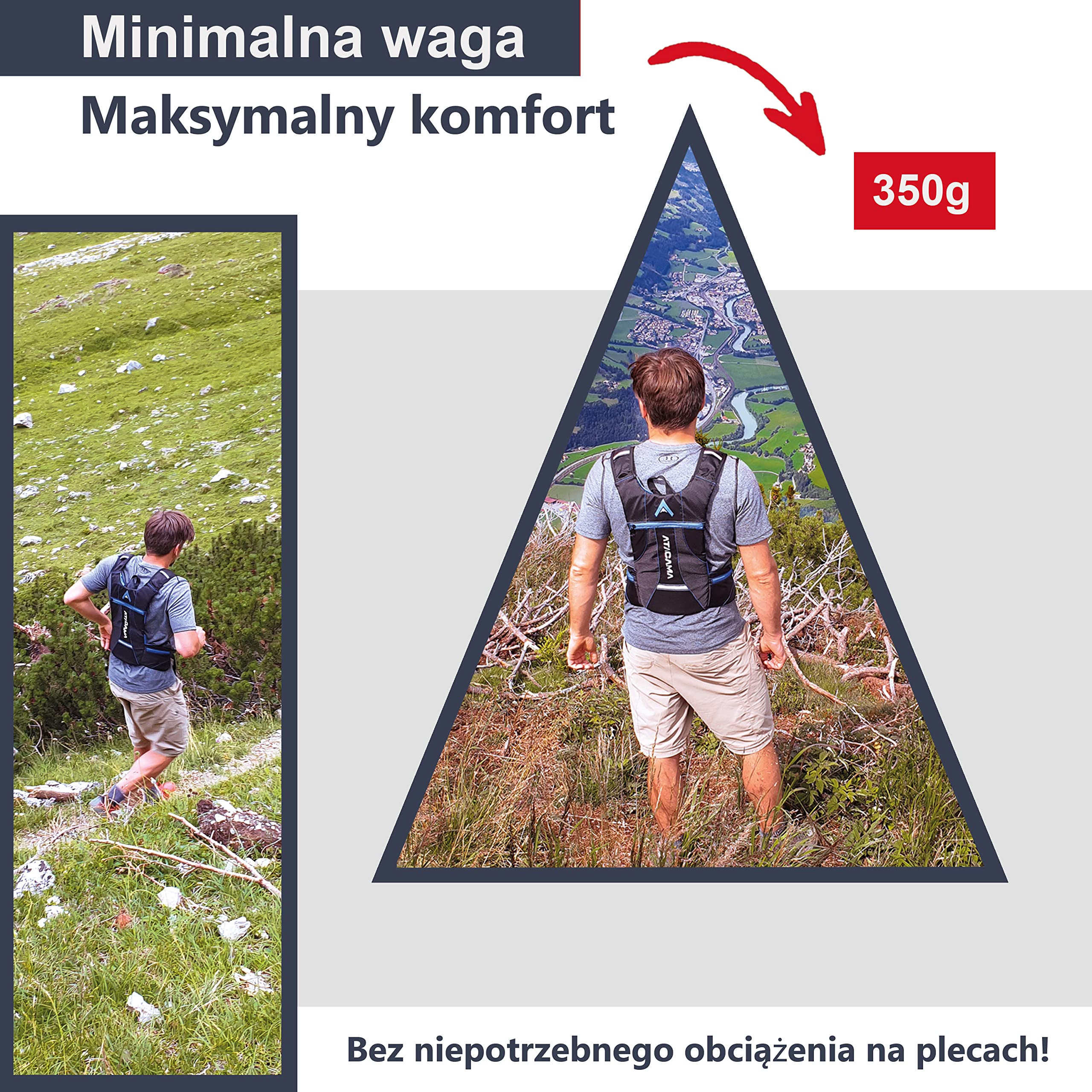 Atacama Plecak do picia, plecak biegowy, plecak rowerowy, plecak opcjonalnie z bukłakiem 2 l