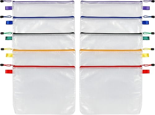 Oxford Reinforced Zip Pouches, 10 Pack, 13-3/16" x 10-7/16", Translucent Poly Ba