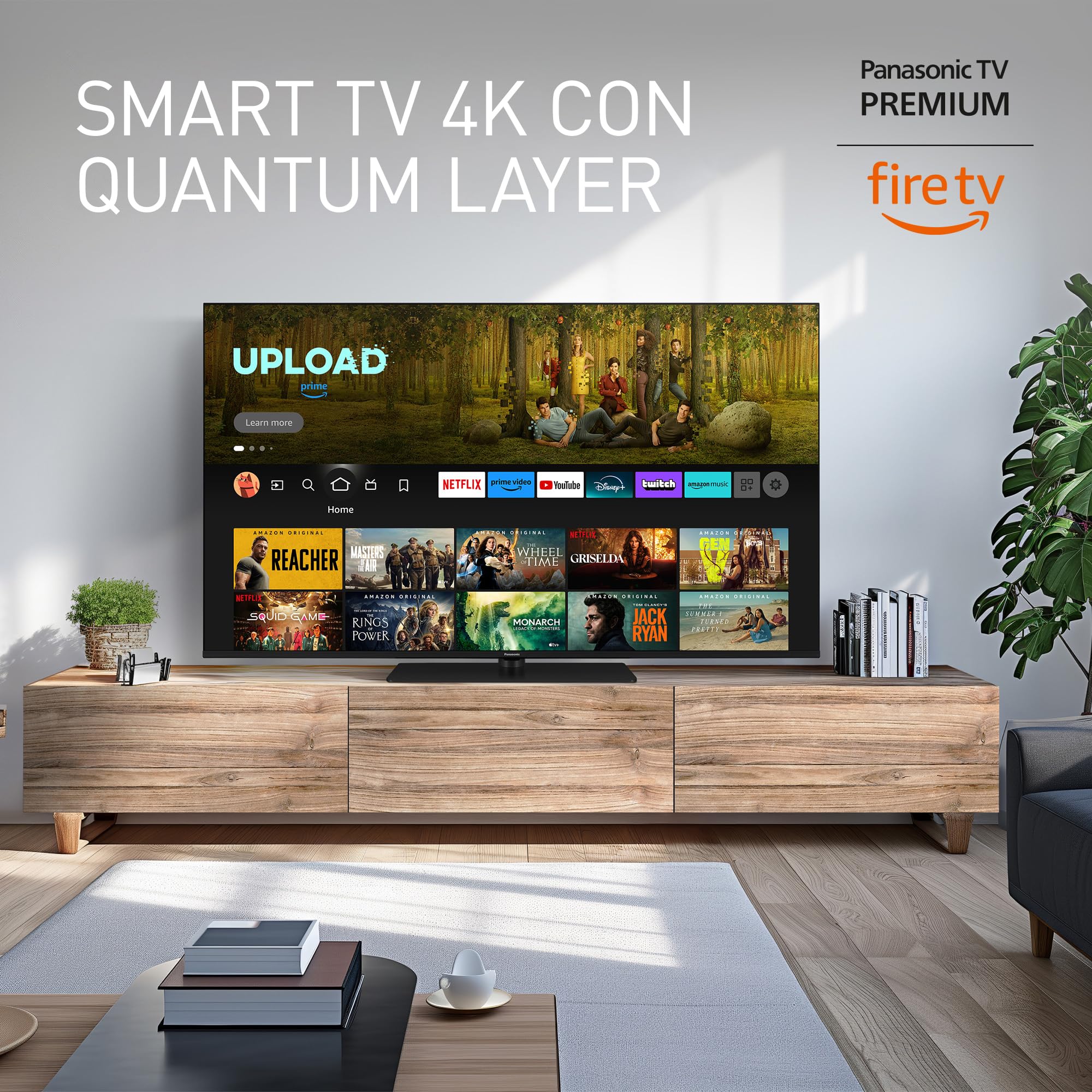 Panasonic Premium TV-50W80AEZC, 50 Pollici TV QLED 4K Ultra HD, Fire TV | Dolby Vision e Atmos, Modalità Game Plus, Controllo Vocale Alexa, Airplay, Smart TV ,Serie W80