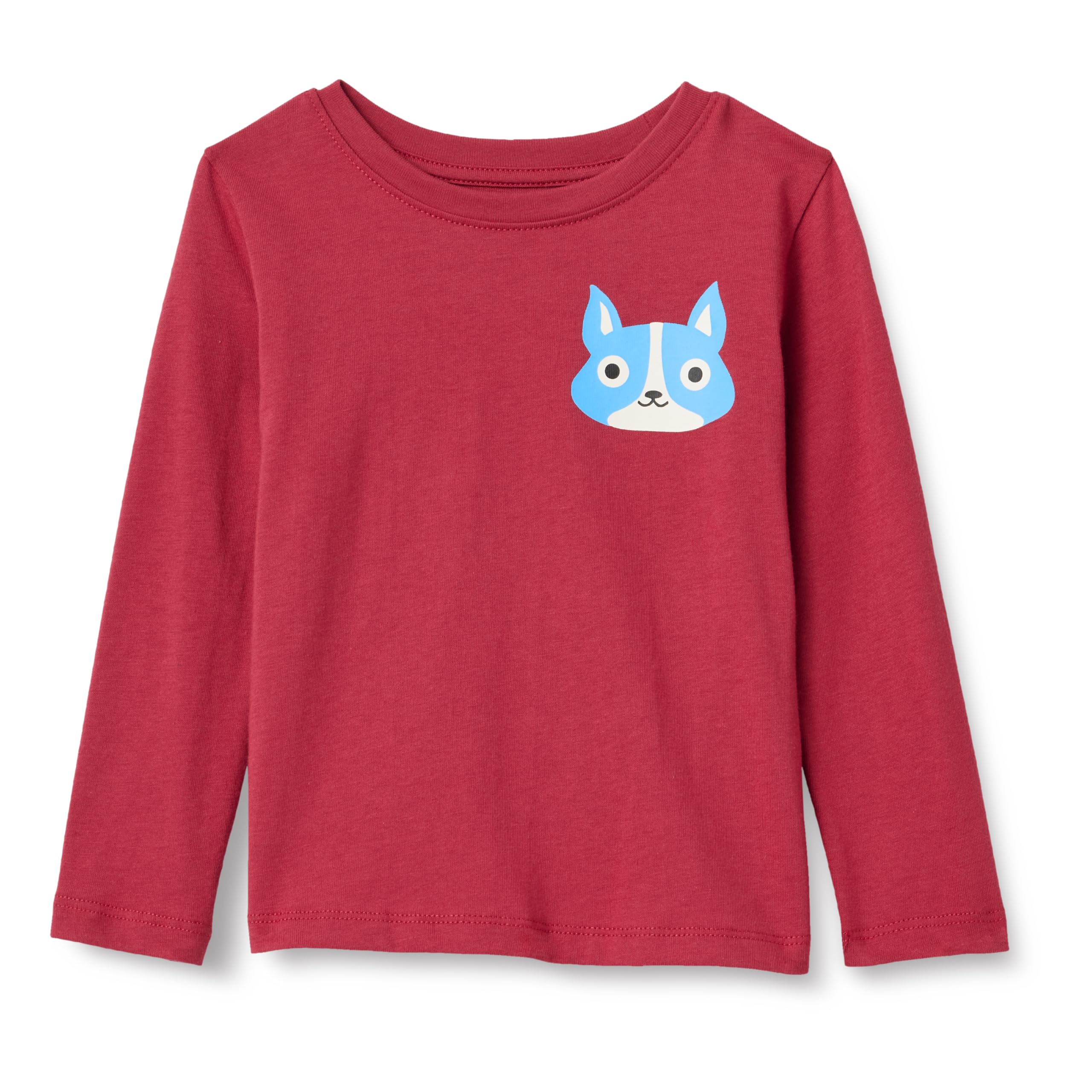 Amazon Essentials Jungen Langärmelige T-Shirts, Dunkelrot Hund, 9 Jahre