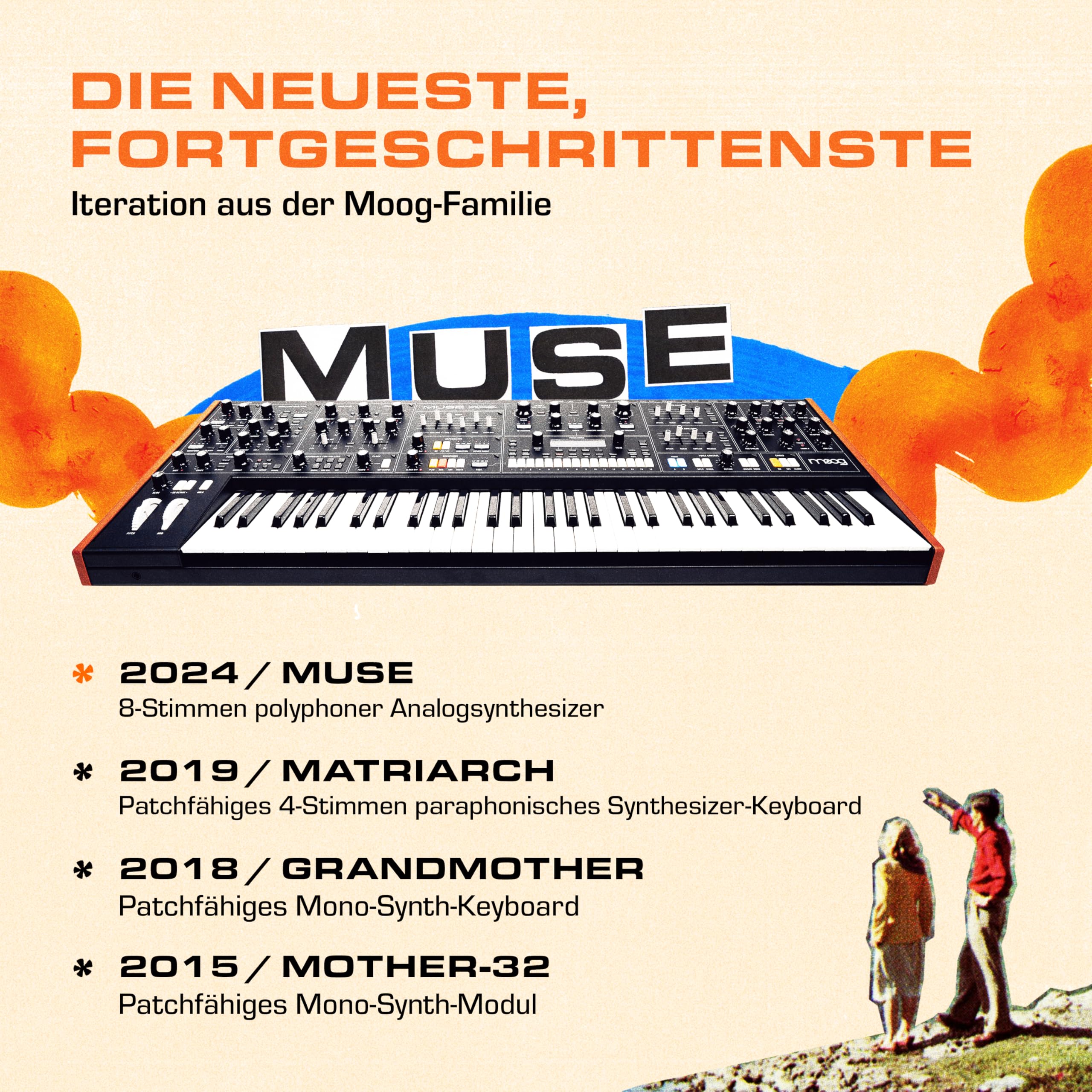 MOOG Muse 8-stimmiger analoger polyphoner Synthesizer | Bi-timbraler Synth, 61 Tasten, 64-Step-Sequencer, 256 Patches und Diffusion-Delay