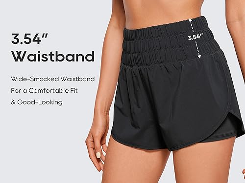 Miniatura 8 de CRZ YOGA - Pantalones cortos de correr 2 en 1 divididos para mujer de 3 pulgadas - Pantalones cortos de entrenamiento atlético de cintura alta para