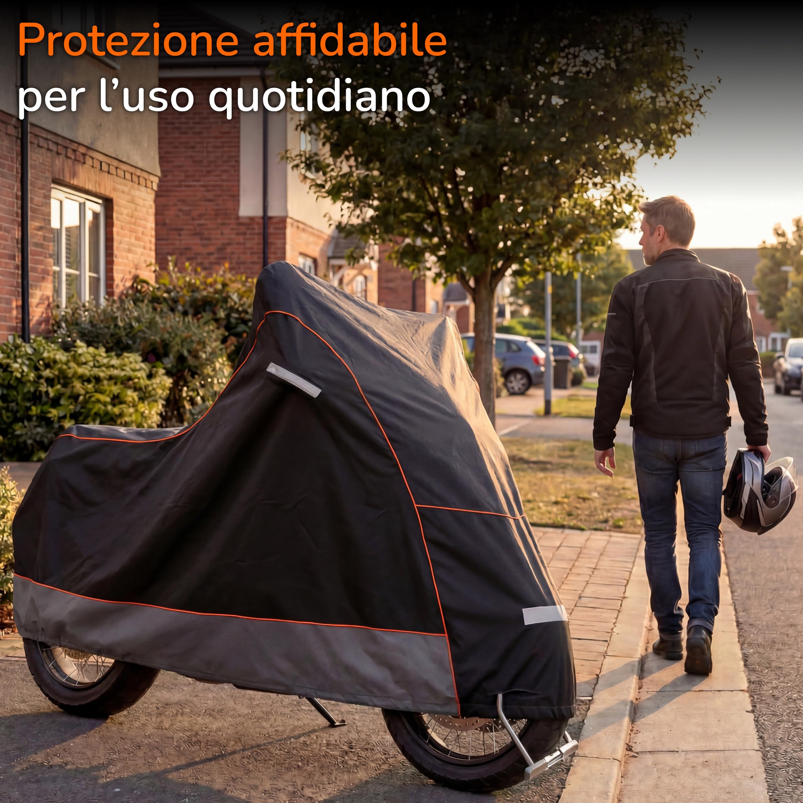 Upgrade4cars Copertura Moto Esterno Impermeabile e con Lucchetto | Garage Universale Moto Antigelo Invernale 210D Poliestere Nero | Copertura Scooter Taglia XL 275x105x125 cm