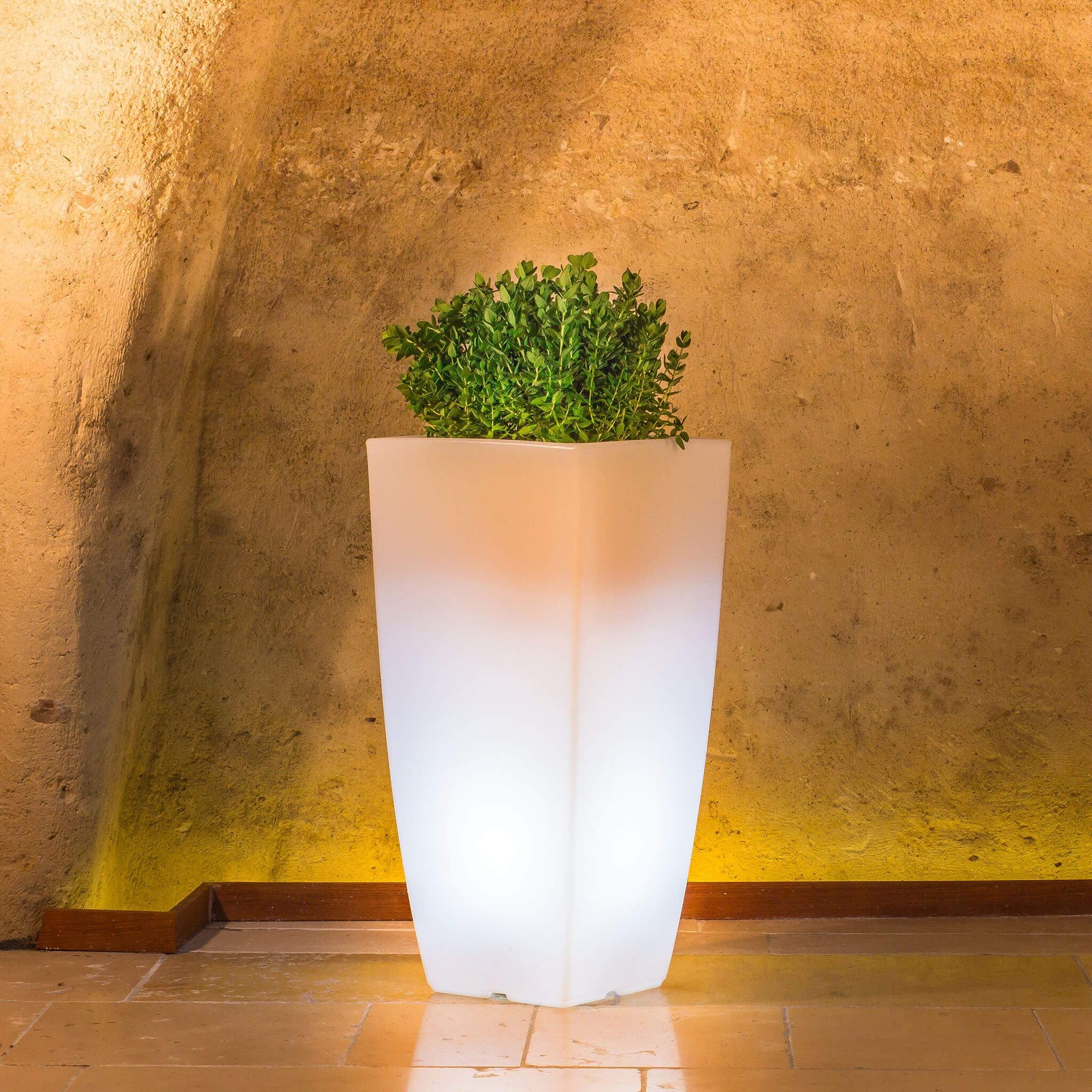 milani home - Vaso Luminoso da Esterno con Luce Bianca, 33 x 33 x 70 cm, in Polipropilene, per Giardino terrazzo e Ingresso