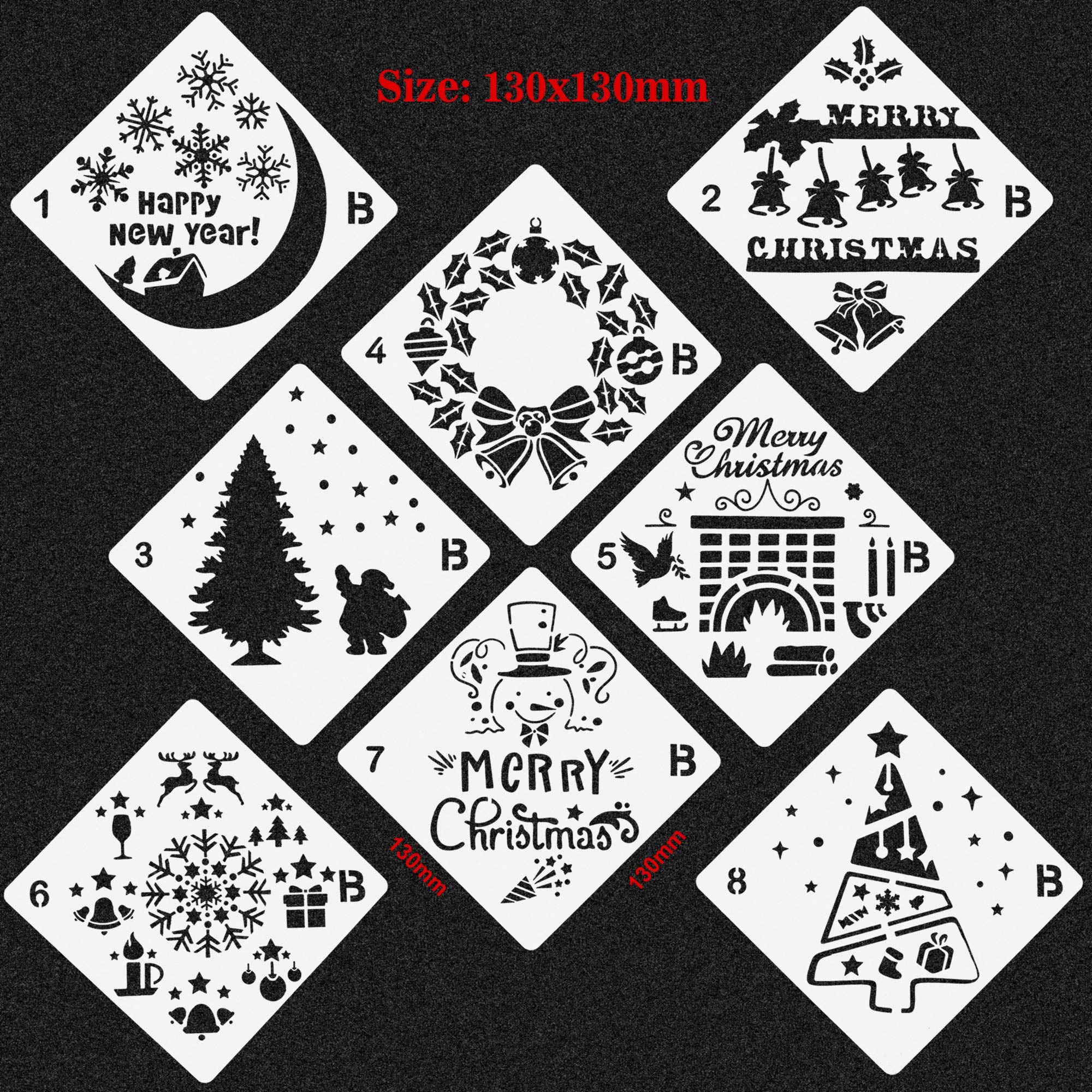 12 Weihnachts Schablonen Set | Für Schneespray & Basteln