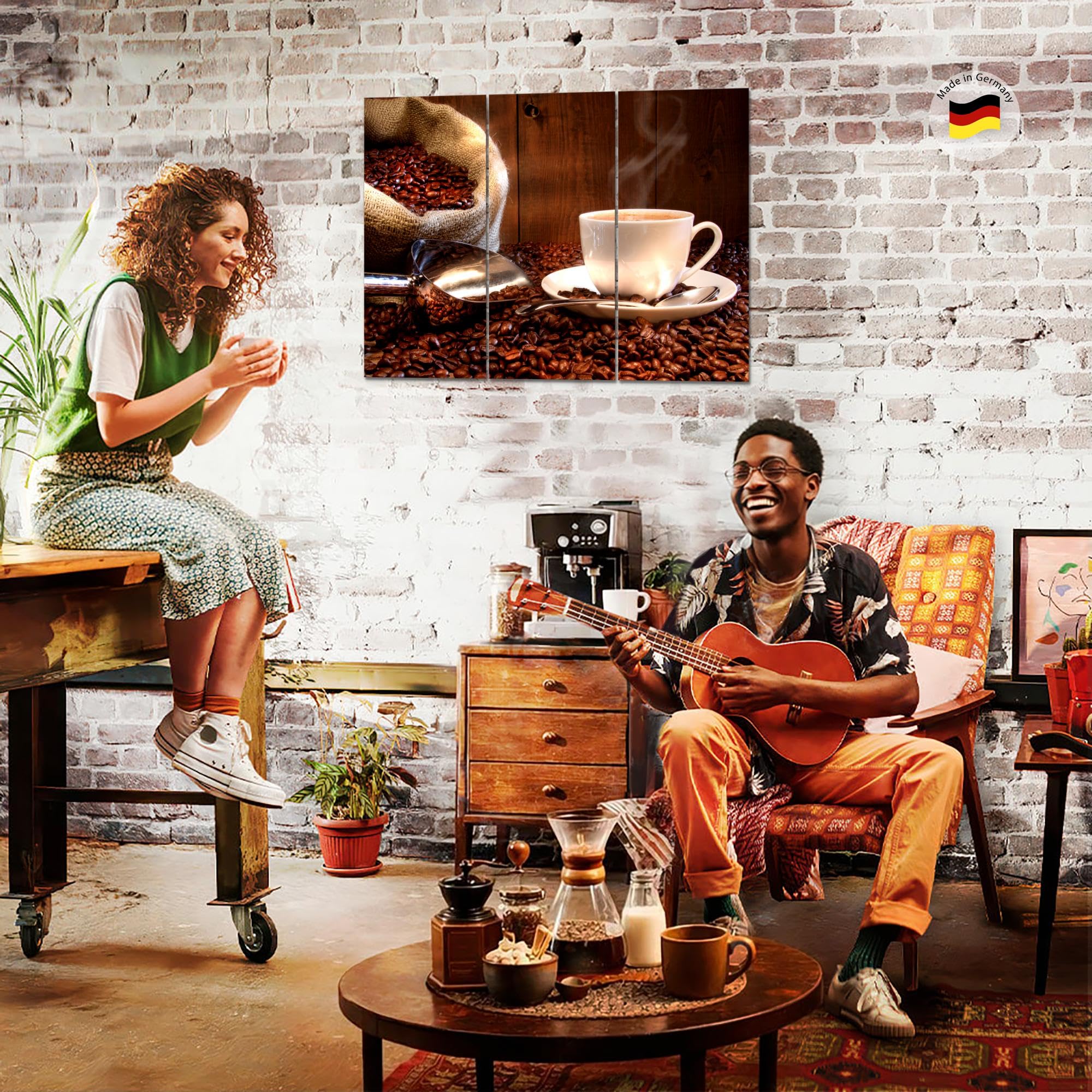 Runa Art Café Cuisine Peinture Tableau Salon XXL Marron Salle À Manger 120 x 80 cm 3 Parties Decoration Murale 501831b