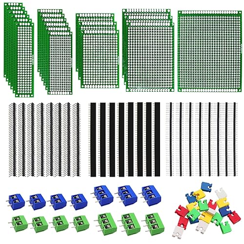 Sunxeke Kit de placa PCB de doble cara de 103 piezas para soldadura de bricolaje y placas de circuito de proyectos electrónicos compatibles con kits