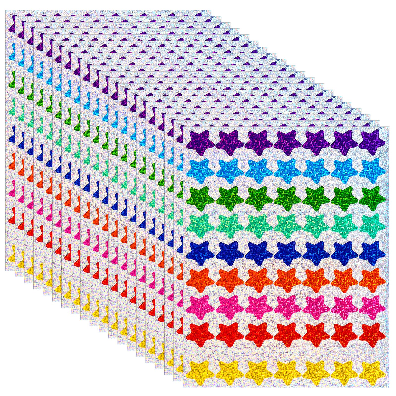 2240 Pcs Star Stickers for Reward Chart Small Gold Star Stickers Self Adhesive Shiny Stars Sticker for Reward Chart Colorful Stars Nail Holographic Rainbow Sticker